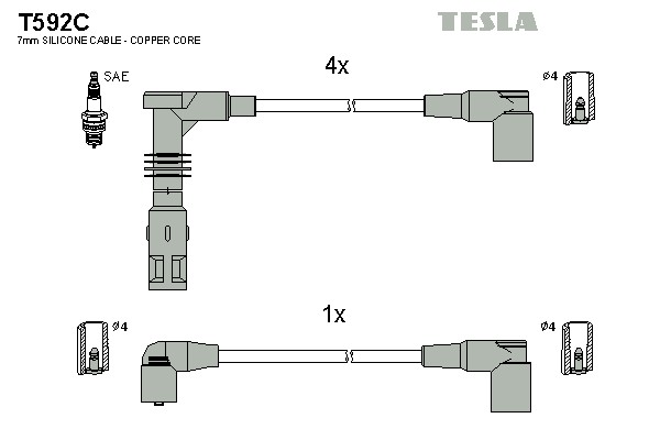 Комплект проводов зажигания original TESLA T592C