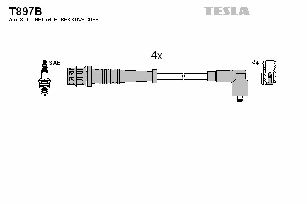 Комплект проводов зажигания alternative TESLA T897B