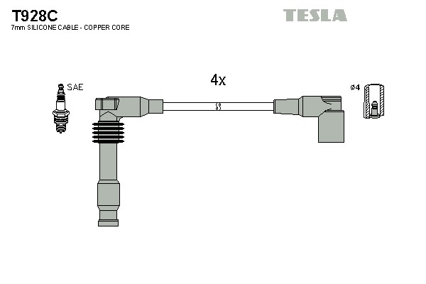Комплект проводов зажигания original TESLA T928C