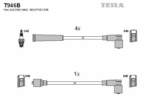 Комплект проводов зажигания TESLA T946B