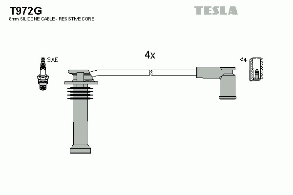 Комплект проводов зажигания TESLA T972G