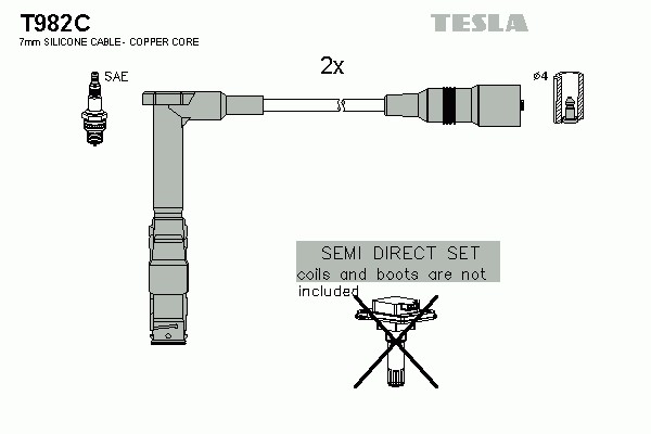 Комплект проводов зажигания original TESLA T982C