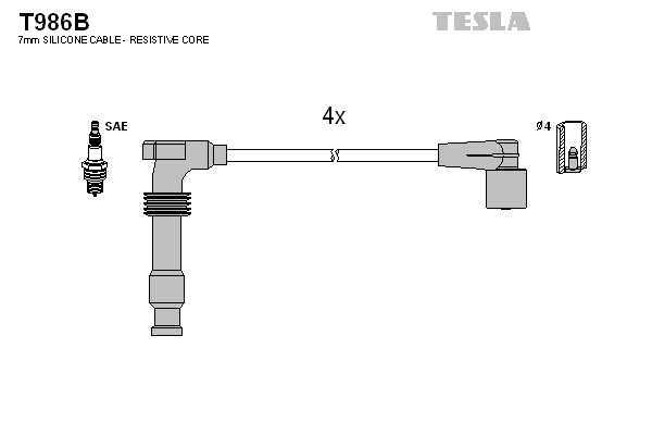 Комплект проводов зажигания alternative TESLA T986B