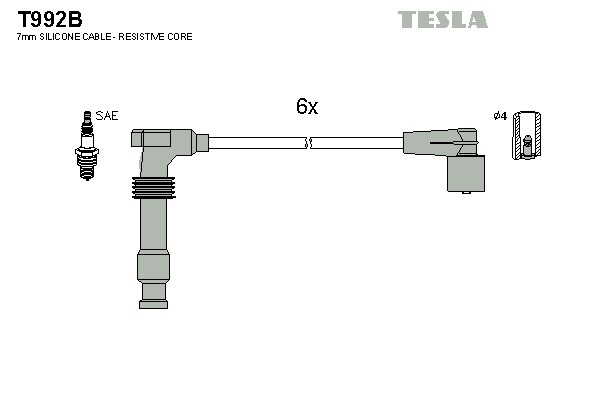 Комплект проводов зажигания alternative TESLA T992B