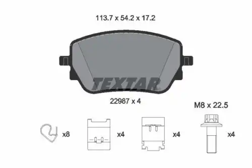 Комплект колодок для дисковых тормозов TEXTAR 2298701
