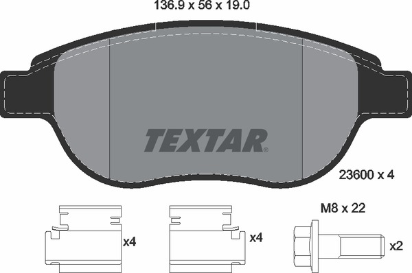 Комплект тормозных колодок дискового тормоза TEXTAR 2360001
