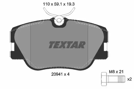 Комплект тормозных колодок дискового тормоза TEXTAR 2094102