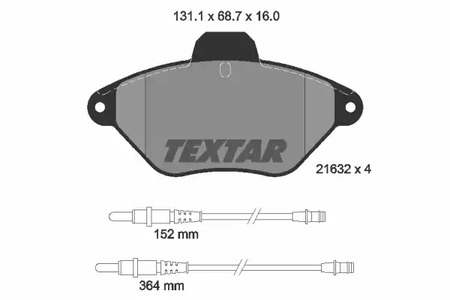 Комплект тормозных колодок дискового тормоза TEXTAR 2163201