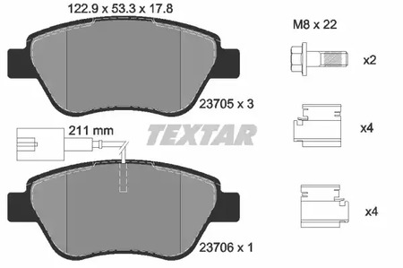 Комплект тормозных колодок дискового тормоза TEXTAR 2370502