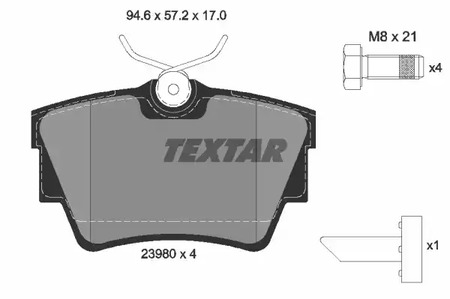 Комплект тормозных колодок дискового тормоза TEXTAR 2398001