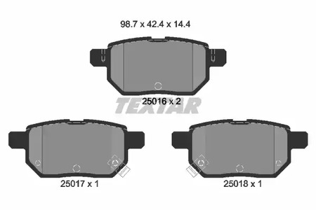 Комплект тормозных колодок дискового тормоза TEXTAR 2501601