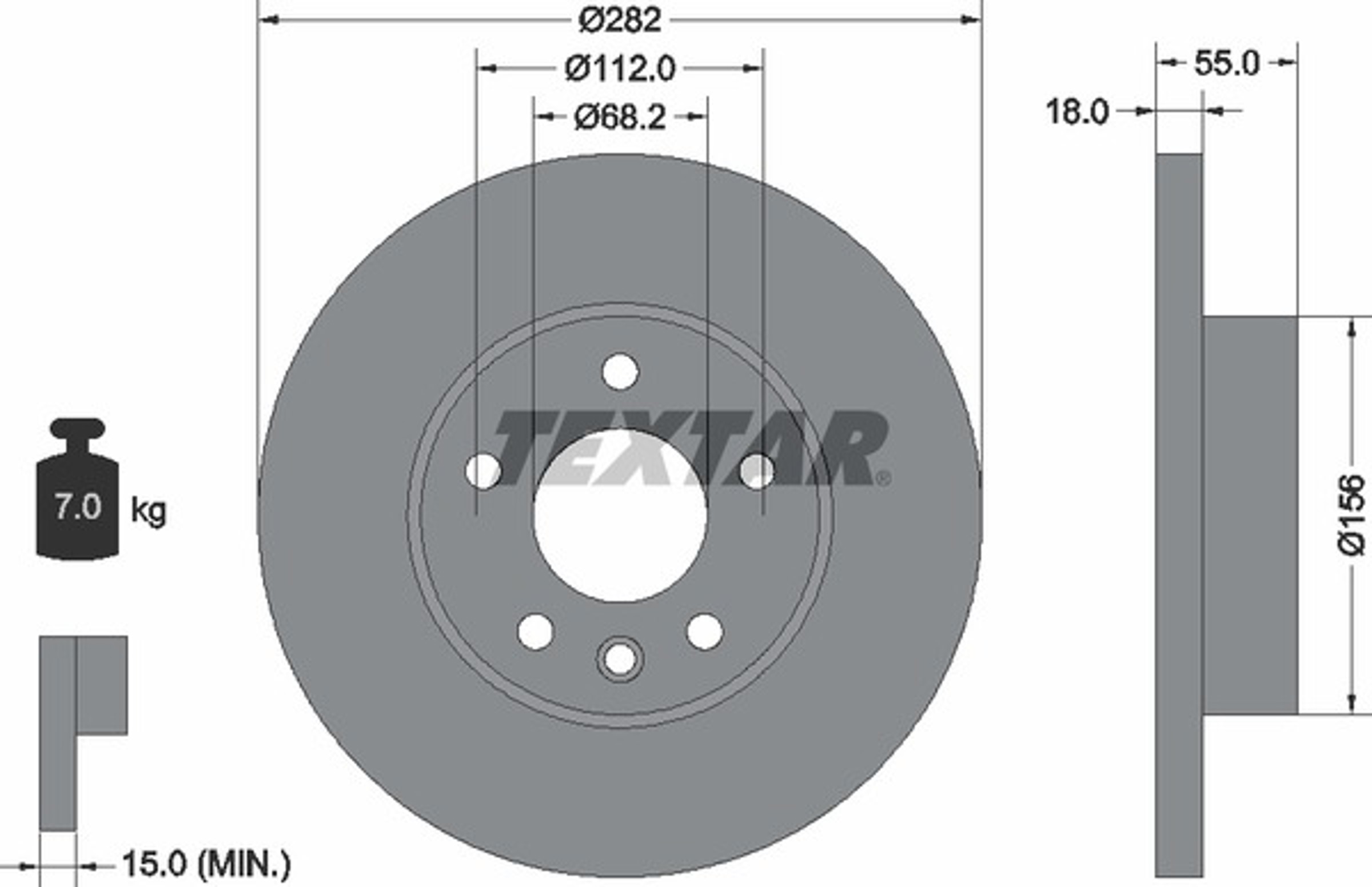 Диск тормозной с покрытием pro 282x18 TEXTAR 92083703
