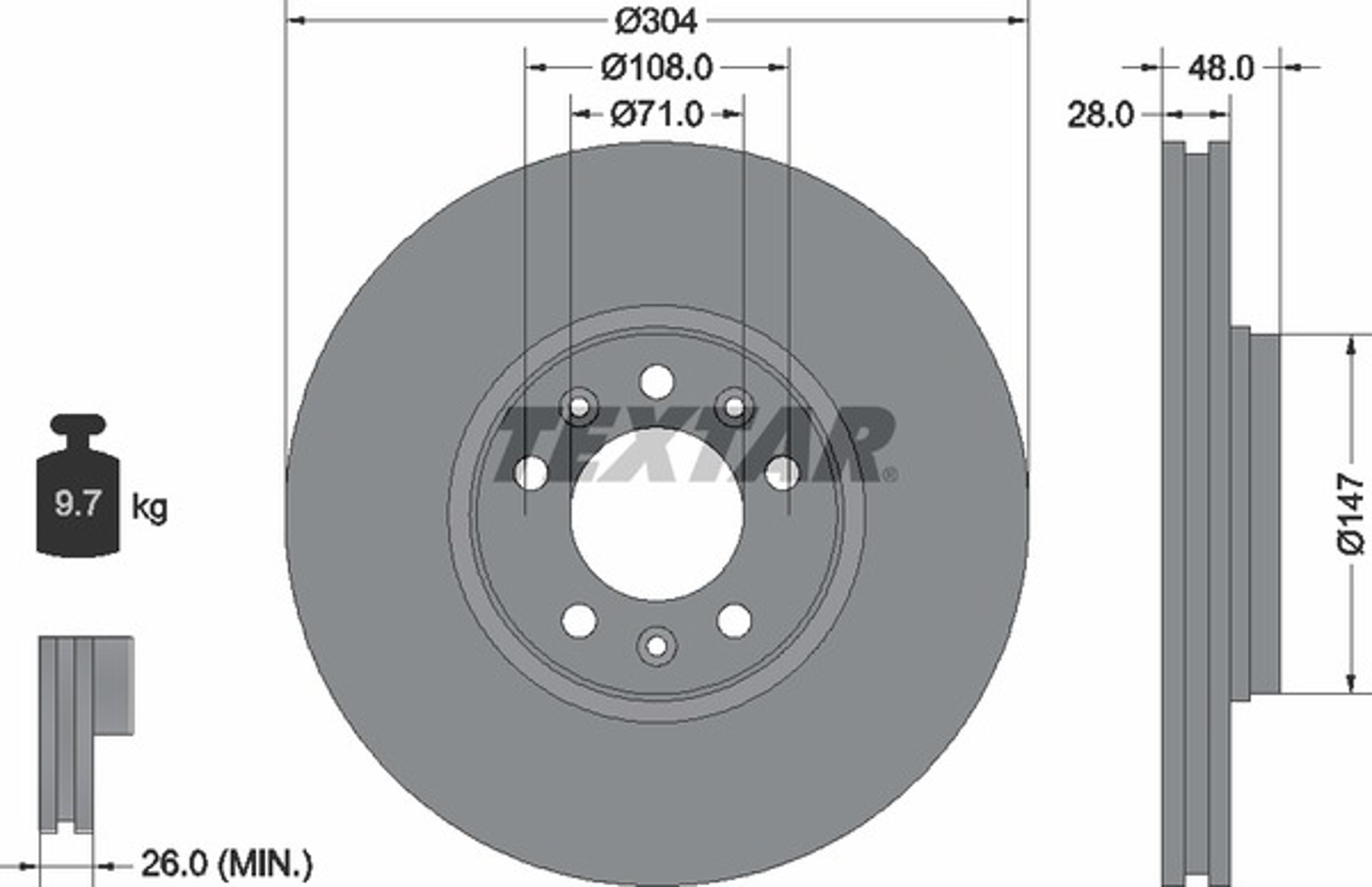 Диск тормозной с покрытием pro 304x28 TEXTAR 92157003