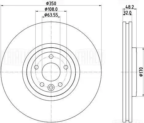 Df 210220 диск тормозной передний 350x32/48-5x108 TRIALLI DF 210220