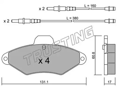 Комплект тормозных колодок дискового тормоза TRUSTING 146.0