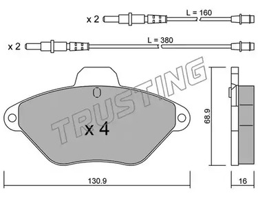 Комплект тормозных колодок дискового тормоза TRUSTING 160.0