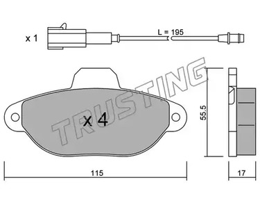 Комплект тормозных колодок дискового тормоза TRUSTING 162.2
