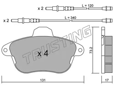 Комплект тормозных колодок дискового тормоза TRUSTING 191.0