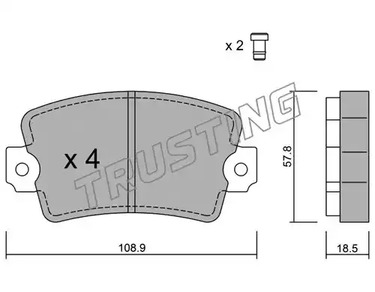 Комплект тормозных колодок дискового тормоза TRUSTING 193.0