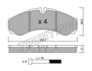 Комплект тормозных колодок дискового тормоза TRUSTING 221.3
