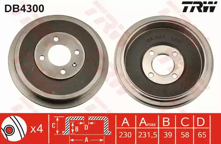Тормозной барабан TRW DB4300