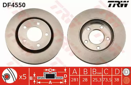 Диск тормозной TRW DF4550