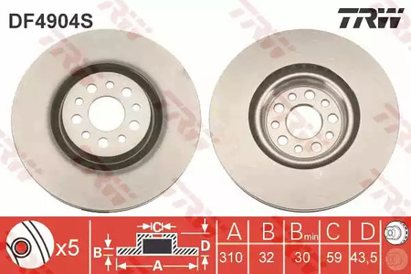 Диск тормозной TRW DF4904S