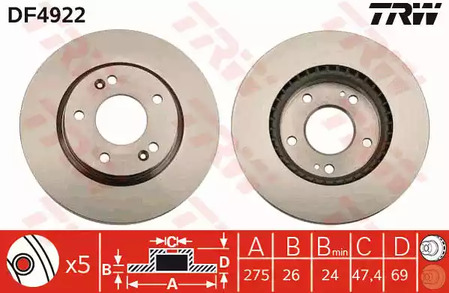 Тормозной диск TRW DF4922