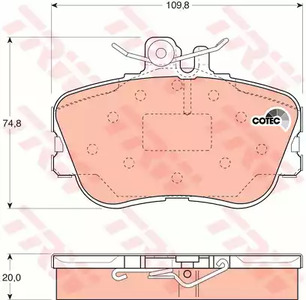 Комплект тормозных колодок дискового тормоз cotec TRW GDB1094