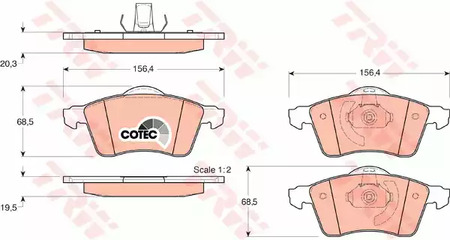 Комплект тормозных колодок дискового тормоз cotec TRW GDB1282