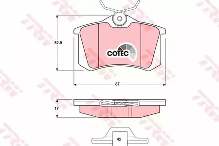 Комплект тормозных колодок дискового тормоз cotec TRW GDB1328