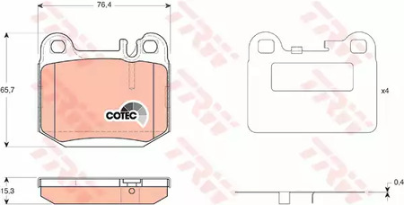 Комплект тормозных колодок дискового тормоз cotec TRW GDB1457