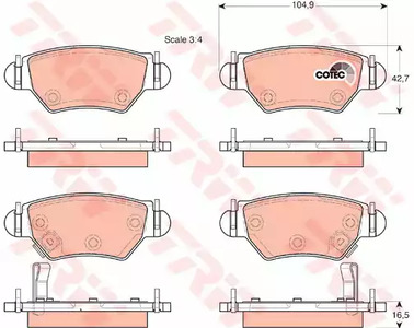 Комплект тормозных колодок дискового тормоз cotec TRW GDB1471