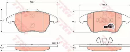 Комплект тормозных колодок дискового тормоз cotec TRW GDB1605