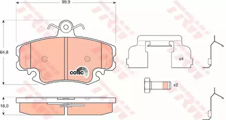 Комплект тормозных колодок дискового тормоз cotec TRW GDB1634