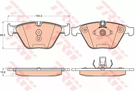 Комплект тормозных колодок дискового тормоза TRW GDB2021