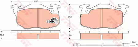 Комплект тормозных колодок дискового тормоз cotec TRW GDB327