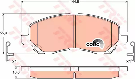 Комплект тормозных колодок дискового тормоз cotec TRW GDB3287