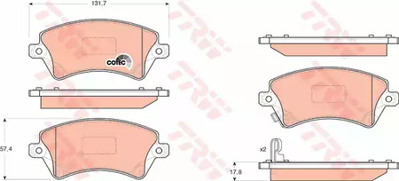 Комплект тормозных колодок дискового тормоз cotec TRW GDB3288