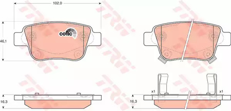 Комплект тормозных колодок дискового тормоз cotec TRW GDB3337
