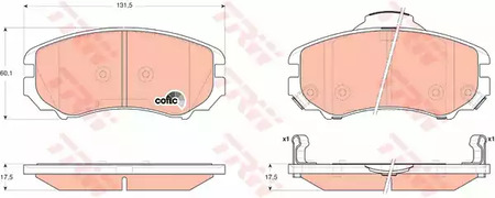 Комплект тормозных колодок дискового тормоз cotec TRW GDB3352