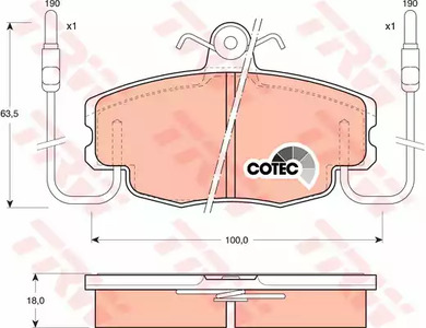 Комплект тормозных колодок дискового тормоз cotec TRW GDB807