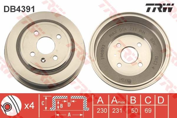 Тормозной барабан TRW DB4391