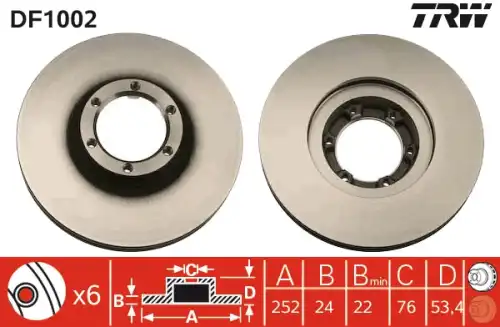 Диск тормозной TRW DF1002