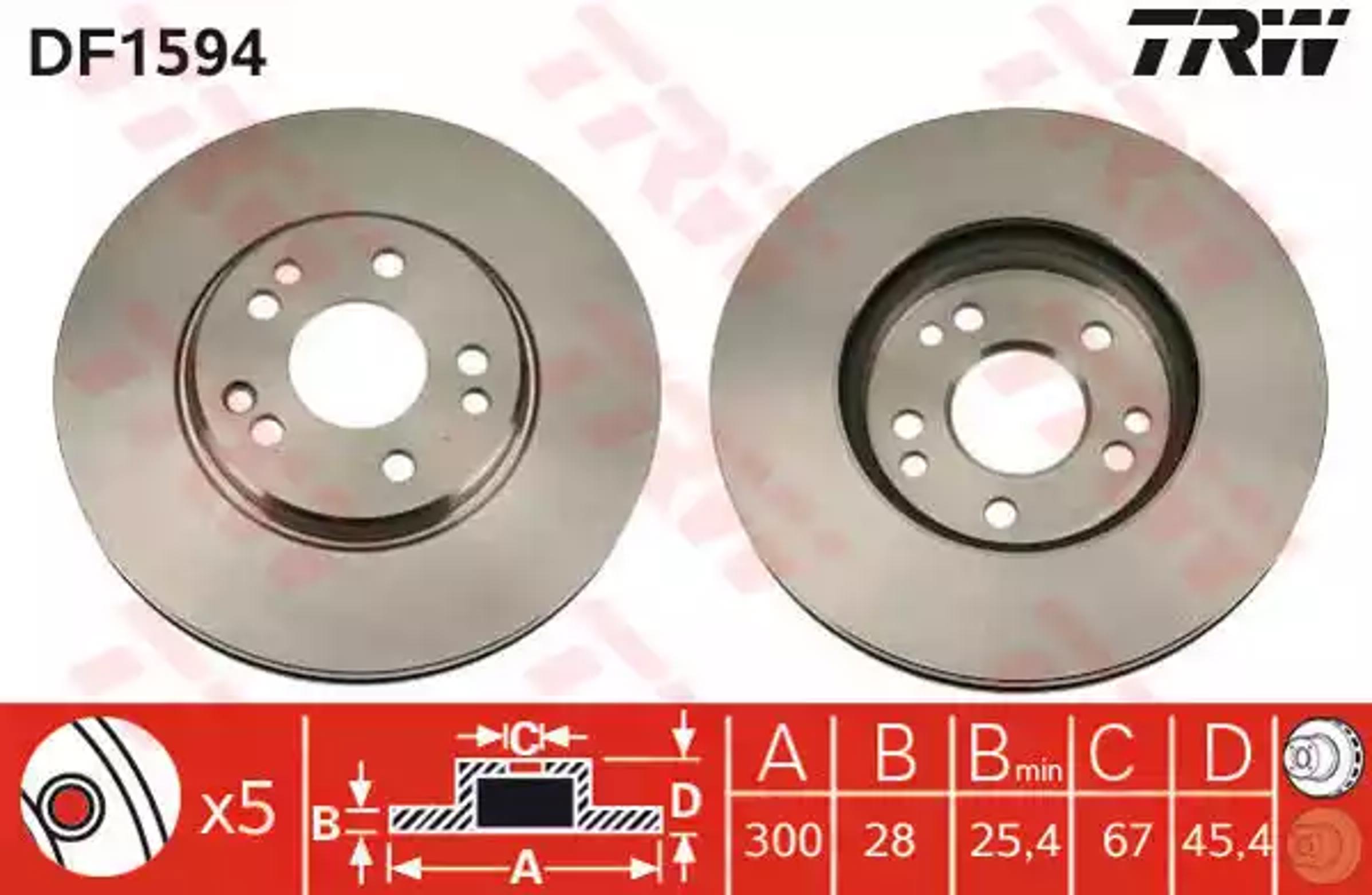 Диск тормозной передн mercedes-benz 190 89-93 s-class 91-98 sl 89-01 седан 91-93 TRW DF1594