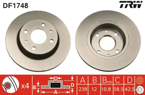 Тормозные диски TRW DF1748