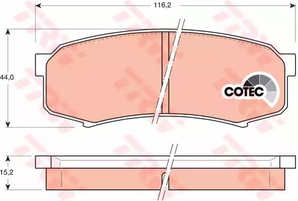 Комплект тормозных колодок дискового тормоз cotec TRW GDB1182