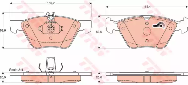 Комплект тормозных колодок дискового тормоз cotec TRW GDB1215
