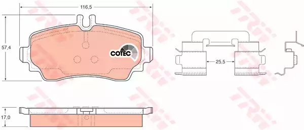 Комплект тормозных колодок дискового тормоз cotec TRW GDB1293