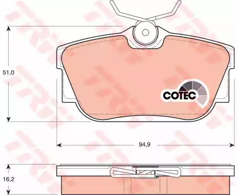 Комплект тормозных колодок дискового тормоз cotec TRW GDB1325